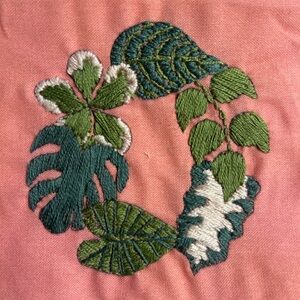 Hand Stitched Foliage Embroidery Plant Monstera